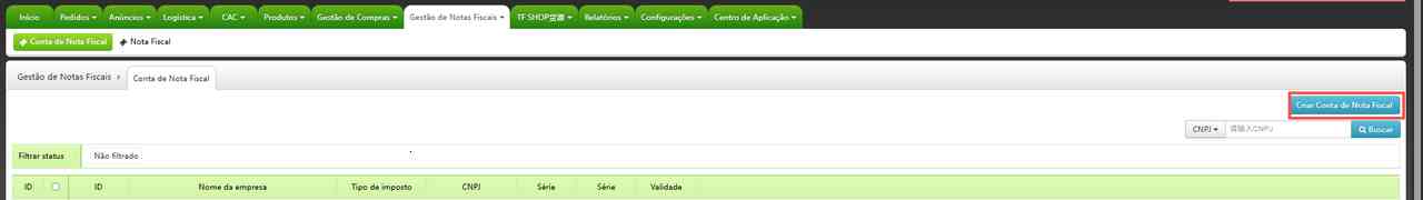 TF ERP - Criação de conta NF-e 