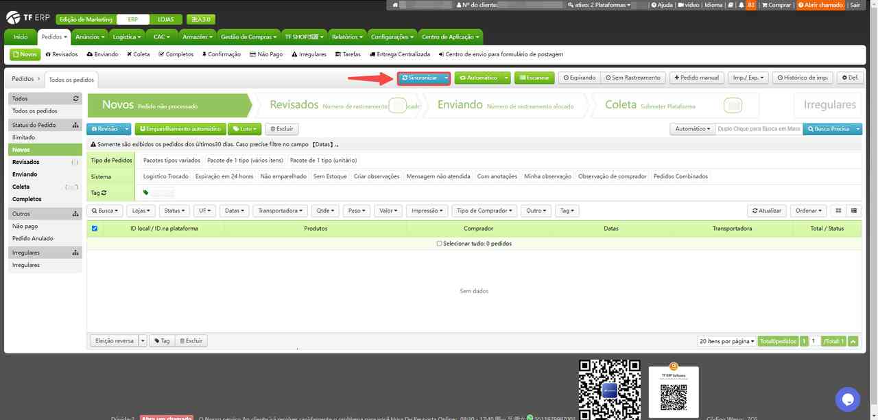 TF ERP - Sincronização dos Pedidos