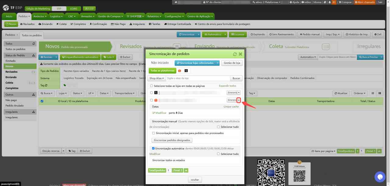 TF ERP - Sincronização dos Pedidos