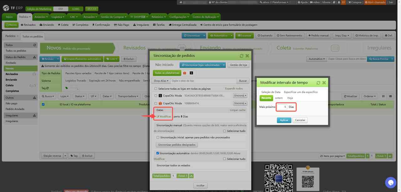 TF ERP - Sincronização dos Pedidos