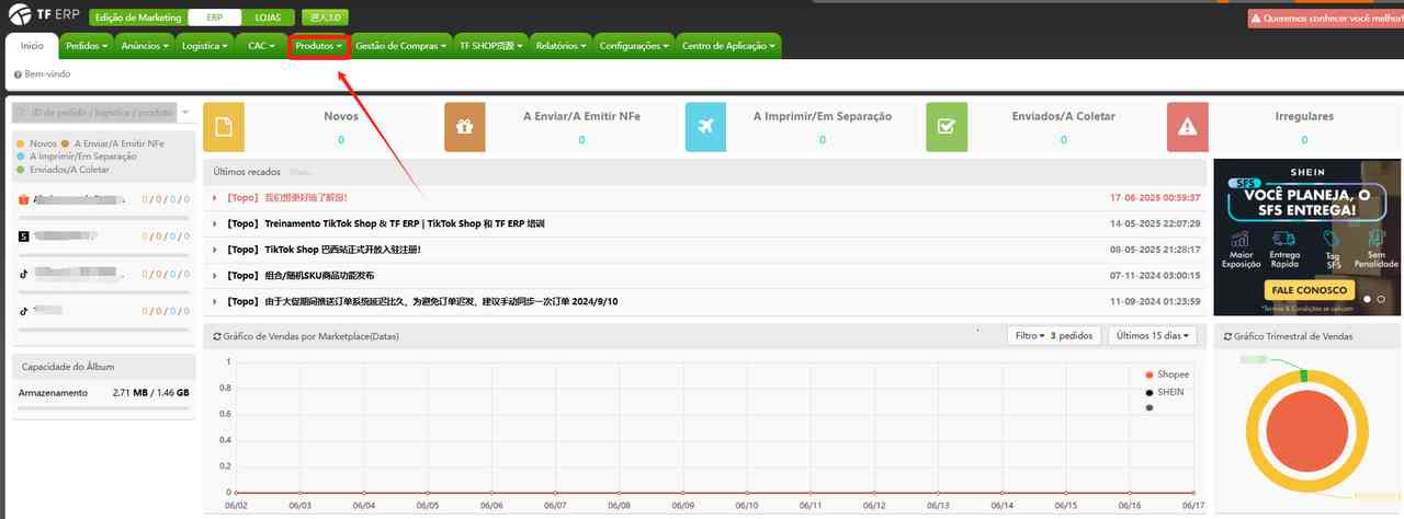 TF ERP - Sincronização dos anúncios