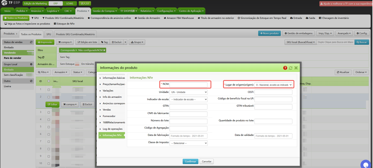 TF ERP - Como Configurar NCM do Produto