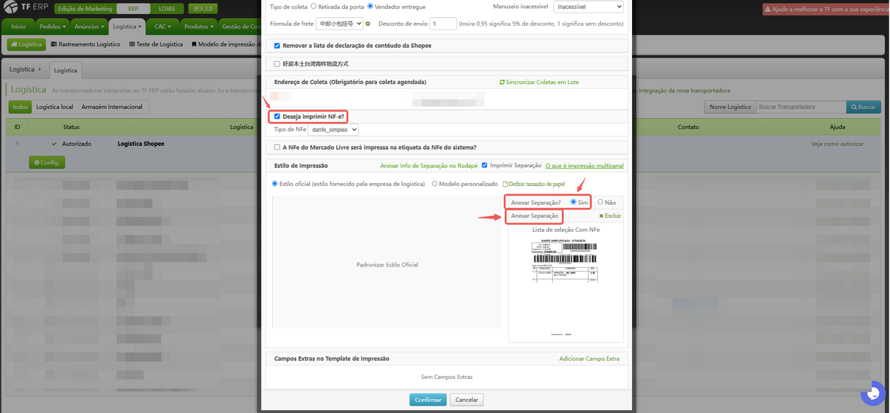 TF ERP - Configuração de Logística TF ERP - Configuração de Logística