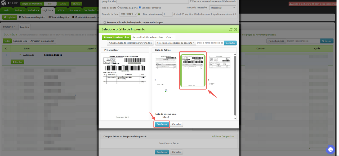 TF ERP - Configuração de Logística TF ERP - Configuração de Logística