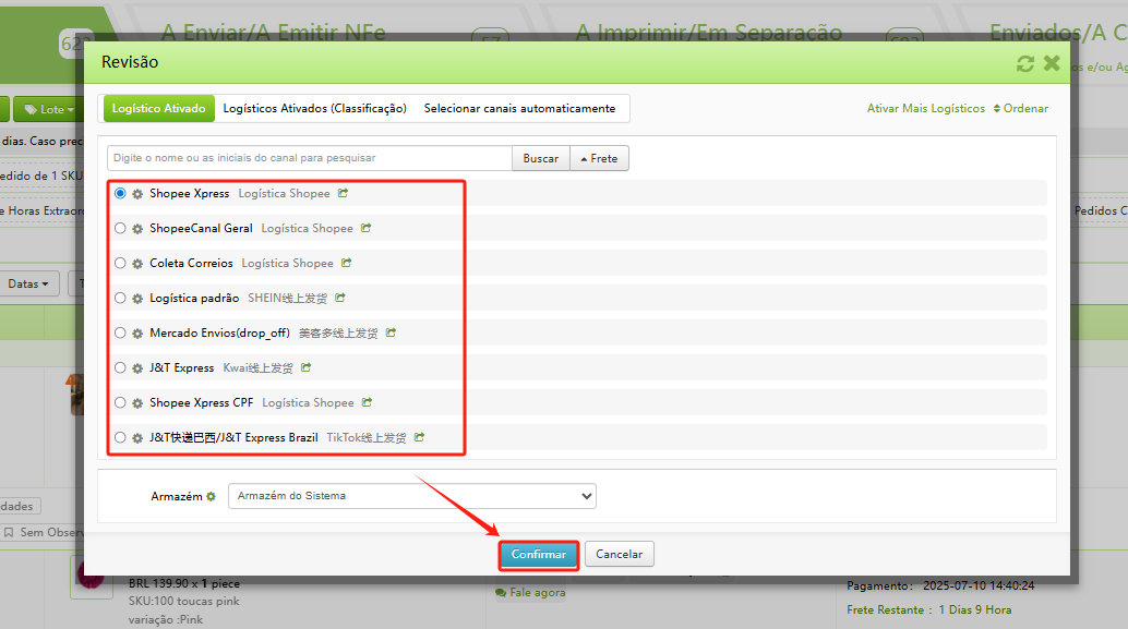 TF ERP - Processando pedidos