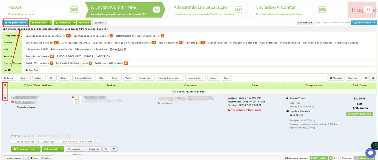 TF ERP - Processando pedidos