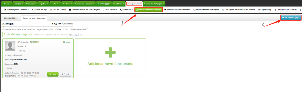 Cadastro de Funcionários