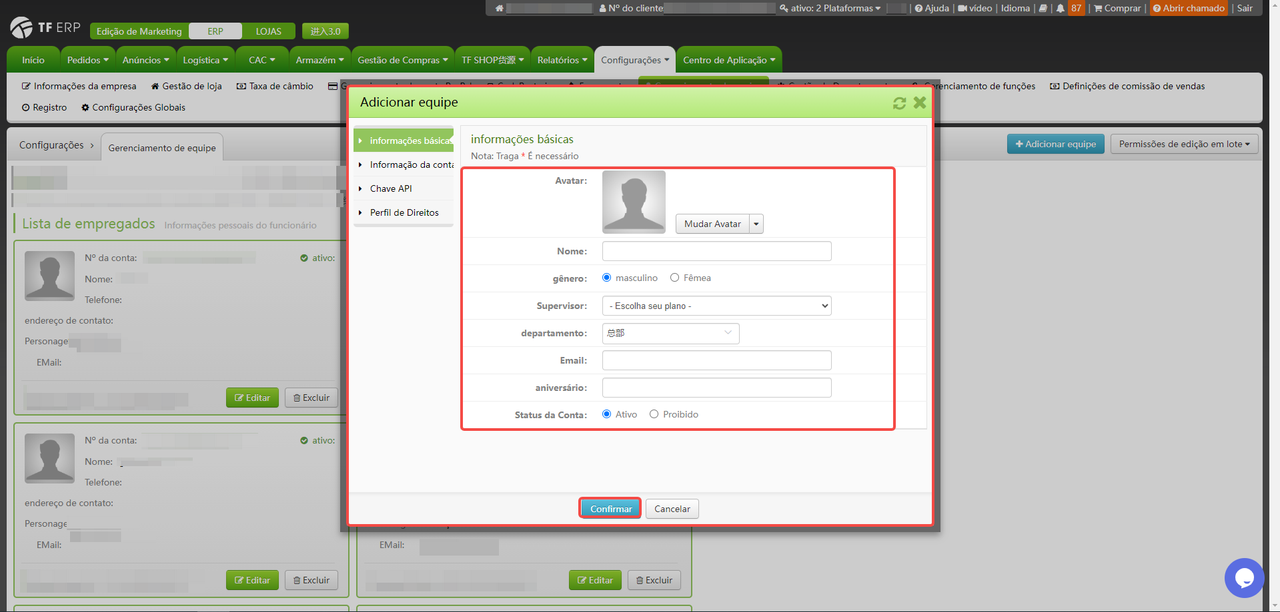 Cadastro de Funcionários