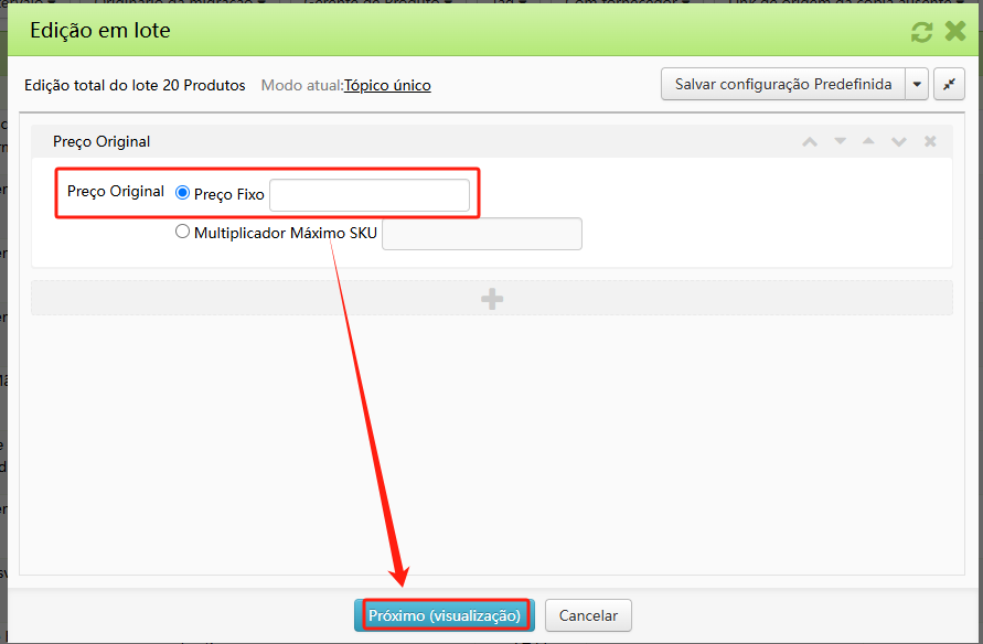 Modificação Rápida do Valor de Desconto do Produto da Kwai 
