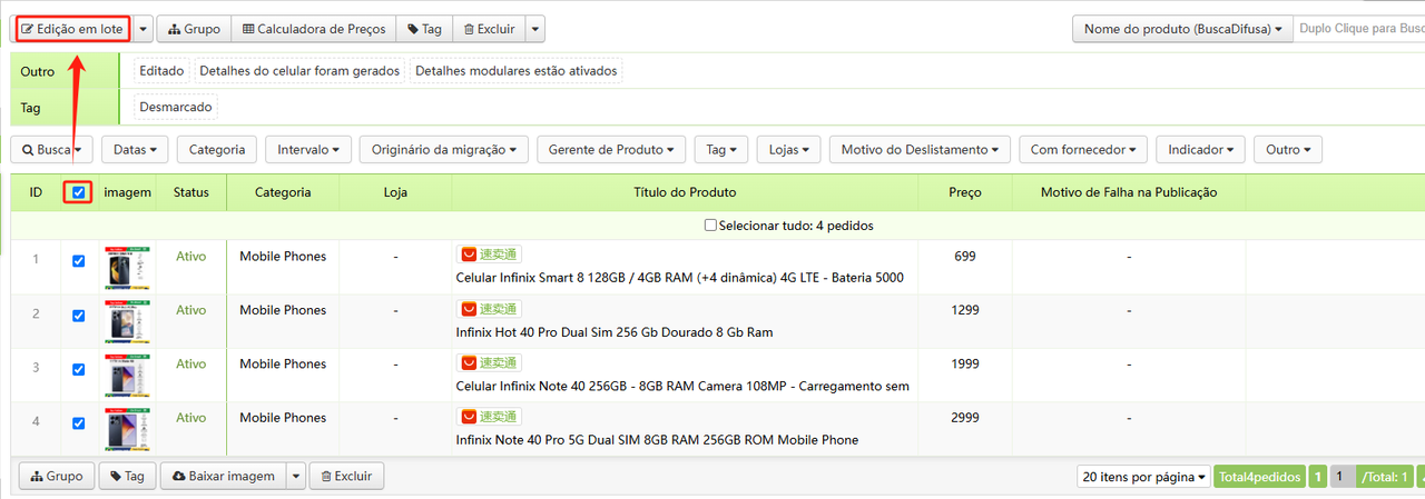 Modificação Rápida do Valor de Desconto do Produto da Aliexpress