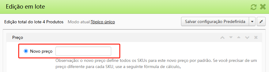Modificação Rápida do Valor de Desconto do Produto da Aliexpress