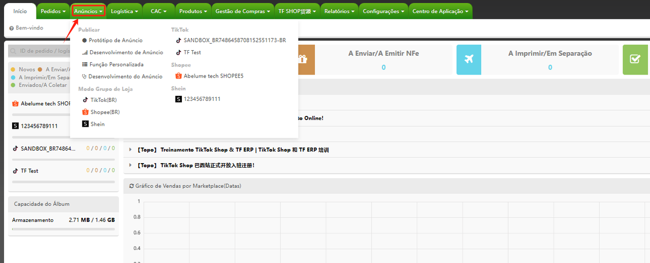Como criar anúncios na TF ERP Como criar anúncios na TF ERP