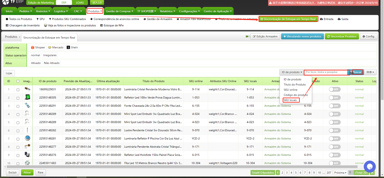 Sincronização de estoque em tempo Real Sincronização de estoque em tempo Real