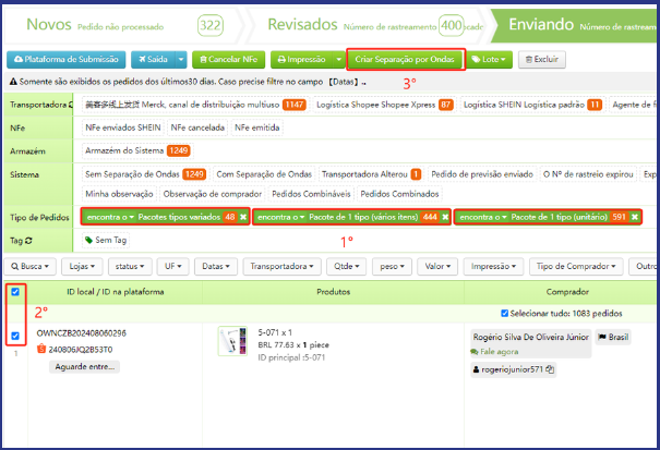 Como criar Separação por ondas