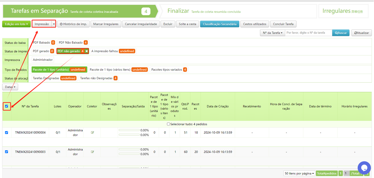Como criar Separação por ondas