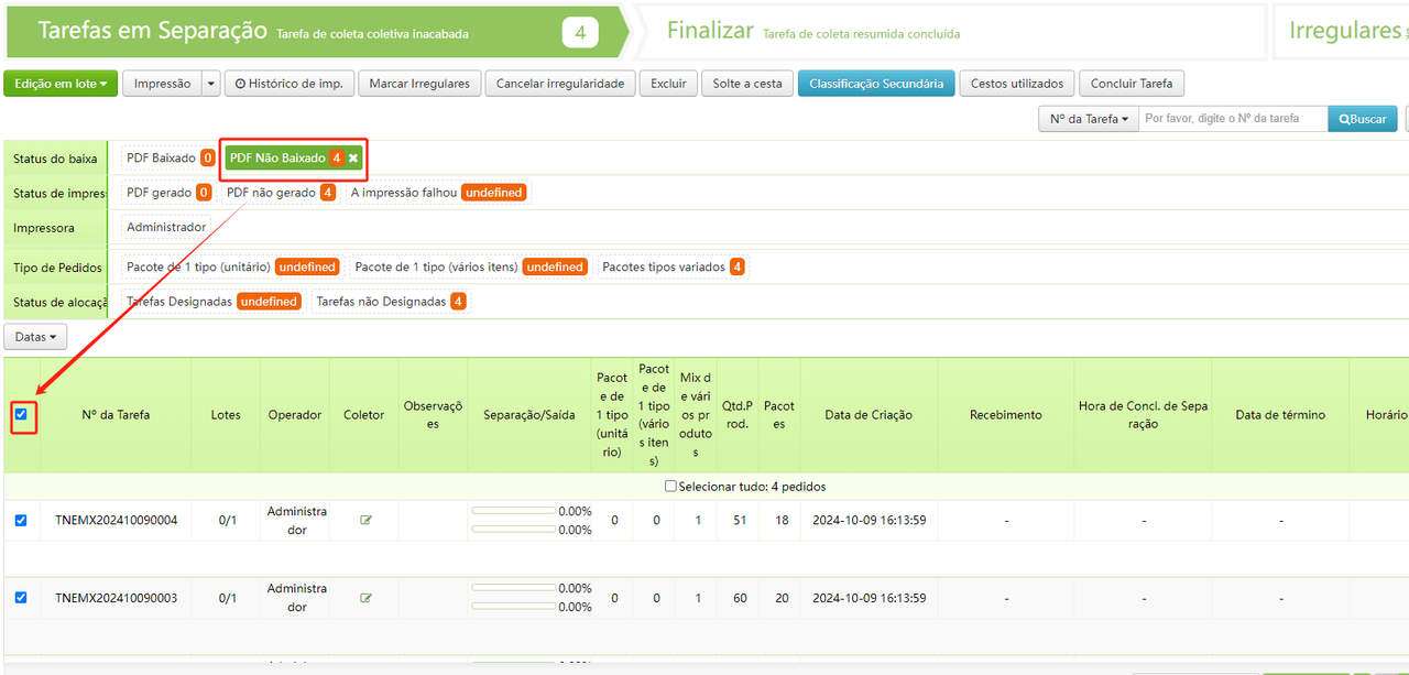 Como criar Separação por ondas
