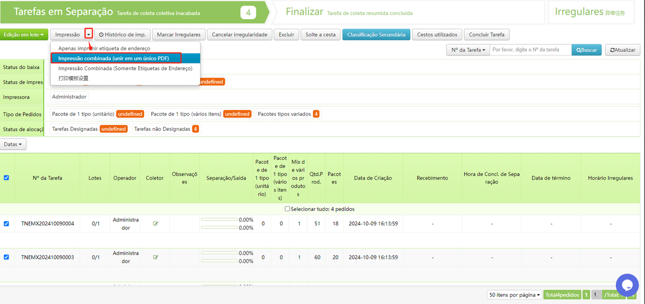 Como criar Separação por ondas