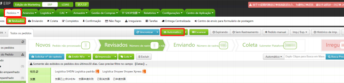 Regra automática: Código de rastreio. Regra automática: Código de rastreio.