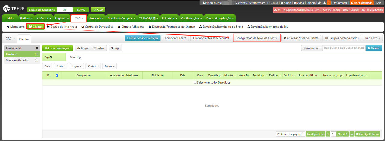 Como usar o gerenciamento de clientes