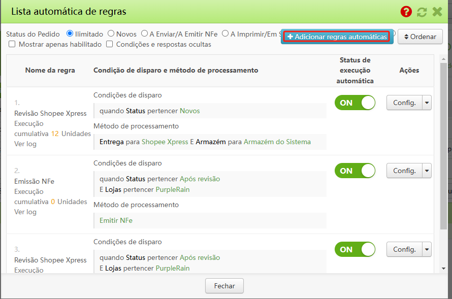 Regra para Saída Automática de Estoque