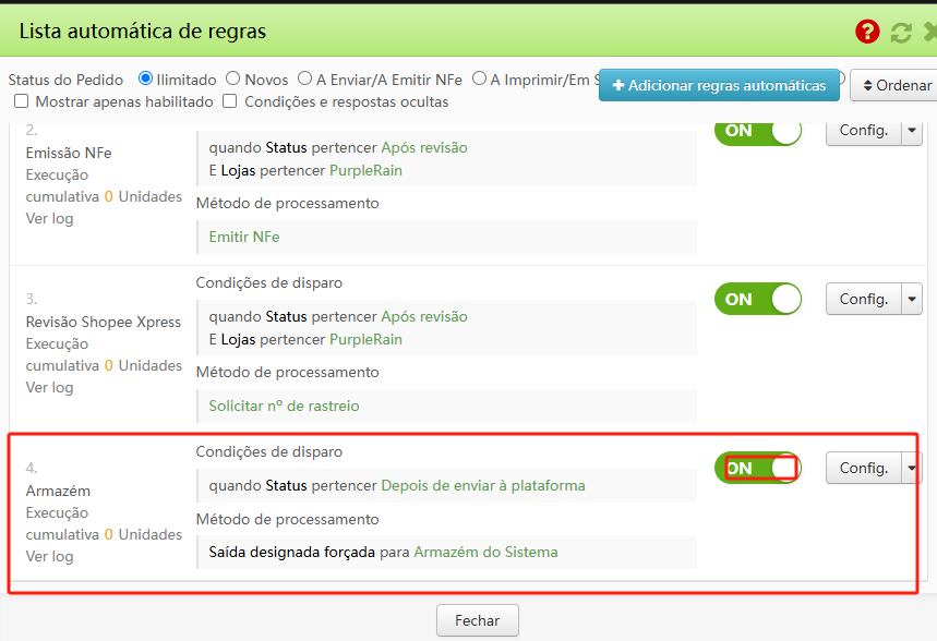 Regra para Saída Automática de Estoque