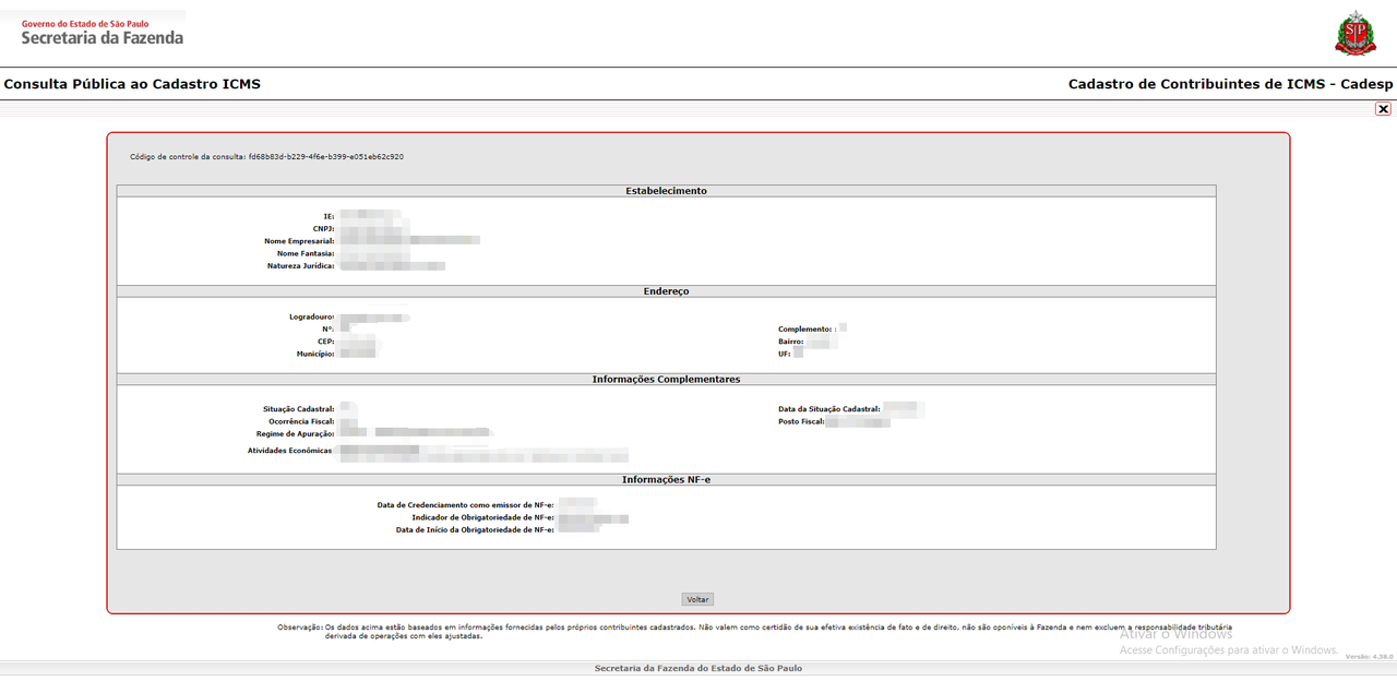 IE do destinatário não encontrado IE do destinatário não encontrado