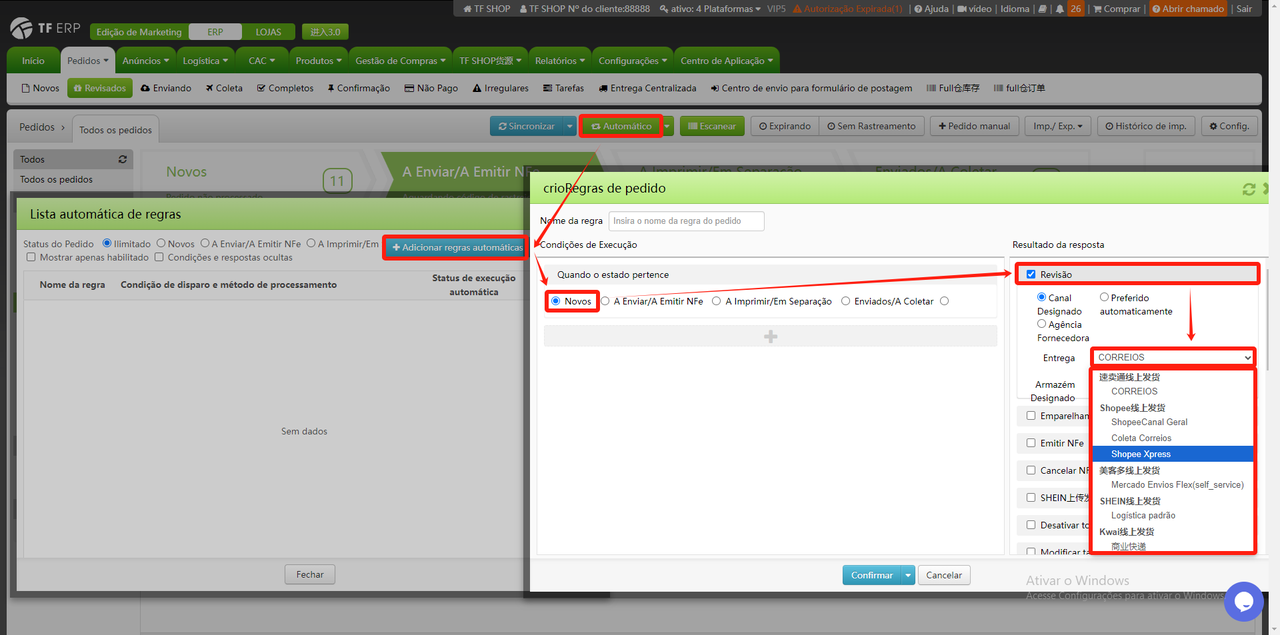 Regra automática revisão