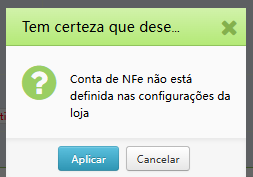 Conta de NFe não está definida nas configurações da loja