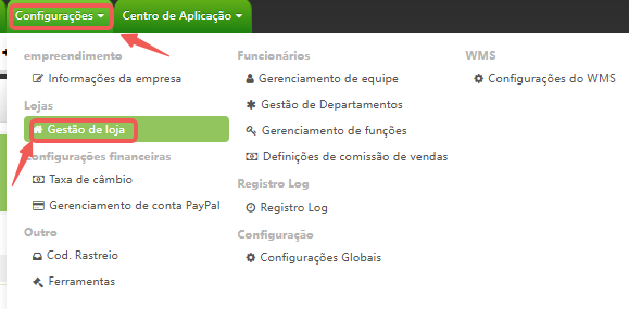 Conta de NFe não está definida nas configurações da loja