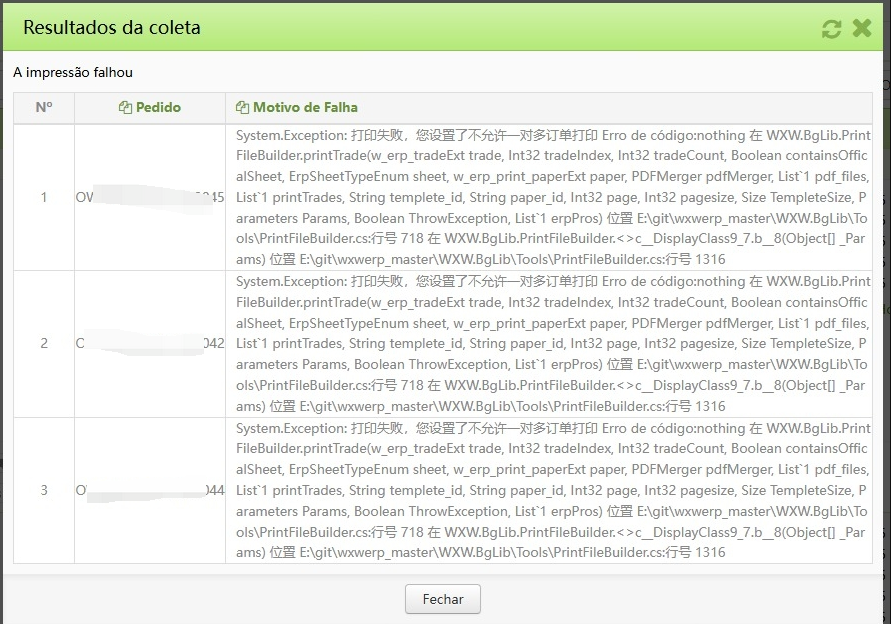 Erro de impressão - Ajuste de emparelhamento