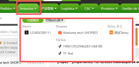 Como entrar no novo modo de loja única do TFERP?